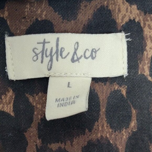 Style & Co Leopard Print Jacket Women's Size L Made In India - Picture 4 of 9